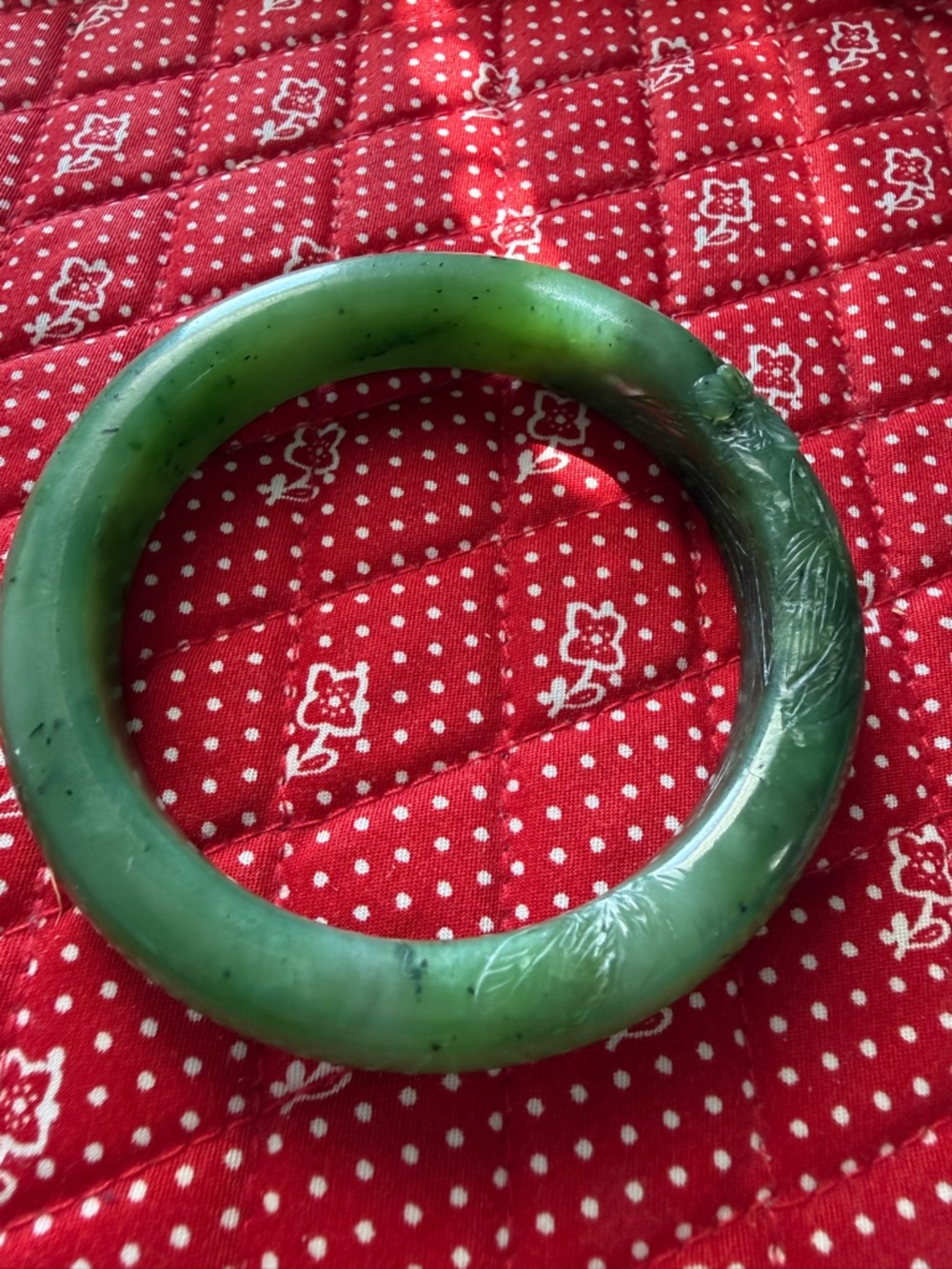 Natural green nephrite jade bangle/bracelet